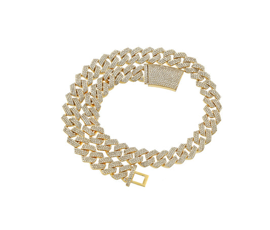 Miami Cuban Link Chain With 45.63 Cts Natural Round Diamond
