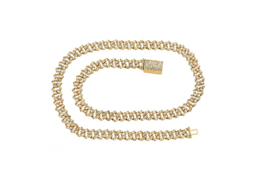 7.60 Cts Natural Baguette Diamonds Cuban Chain