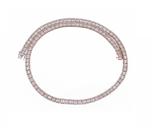 Tennis Chain With 18.19 Cts Natural Baguette & Round Diamond